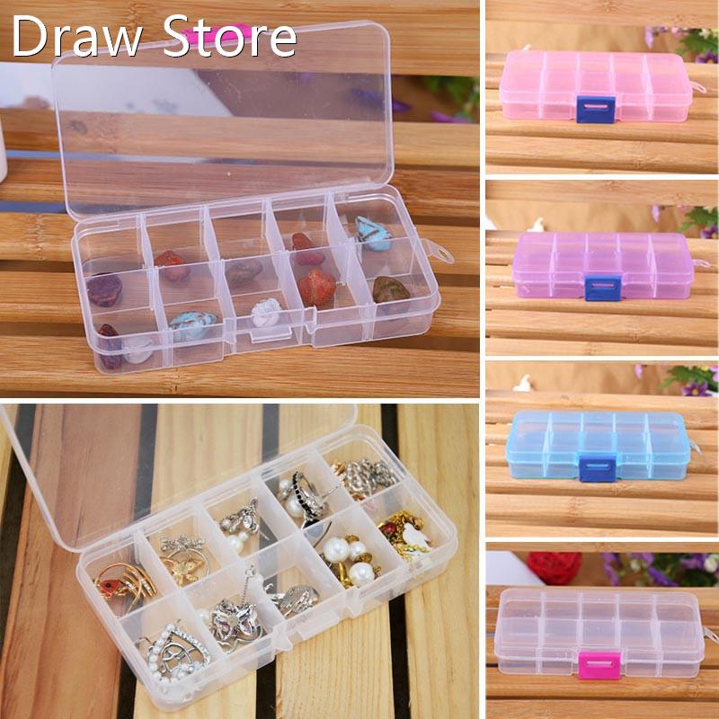 5 Colors 10 Grids Adjustable Jewelry Tool Box Beads Pills Or