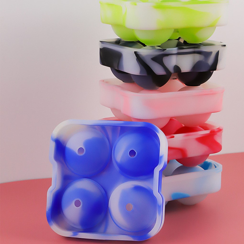 4 Grids Whiskey Ice Ball Making Mold Ice Cube Tray Silicone
