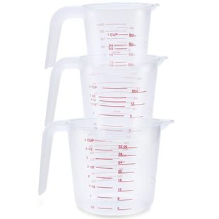 3pc Plastic Measuring Jug Set Large 4 Cup, 2 Cup and 1 Cup C