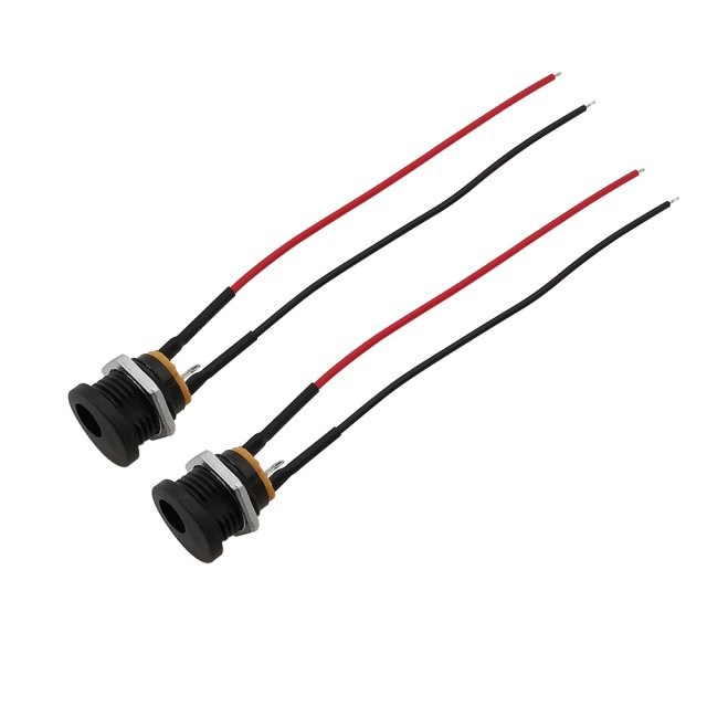 2/5Pcs DC-022 5.5x2.1mm DC Power Socket Threaded Female Jack