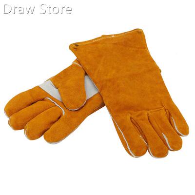 1Pair Heat Resistant Cowhide Welding Protective Gloves 适用