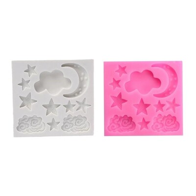 2022 New Star Moon Shape Silicone Material Moulds DIY Fondan