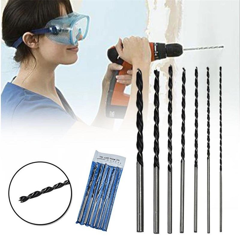 7pcs/set 300mm lengthened three point twist drill bit set wo