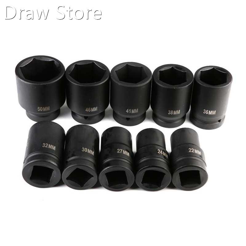 10pcs 1 Inch Drive Metric Deep Impact Socket Set Long Impac
