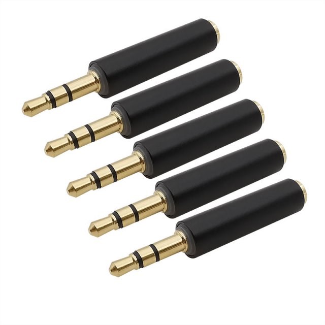 5Pcs 3.5mm Male to 3.5mm Female Stereo Microphone Audio Adap