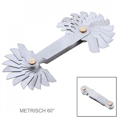 24pcs/set Stainless Steel Thread Gauge 60 Degree Screw Pitch