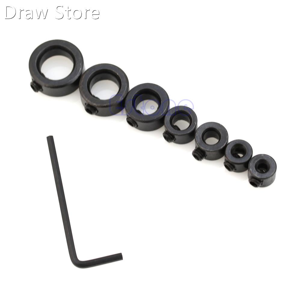 New 7Pcs Drill Depth Stop Collars & Hex Wrench Drill Bit