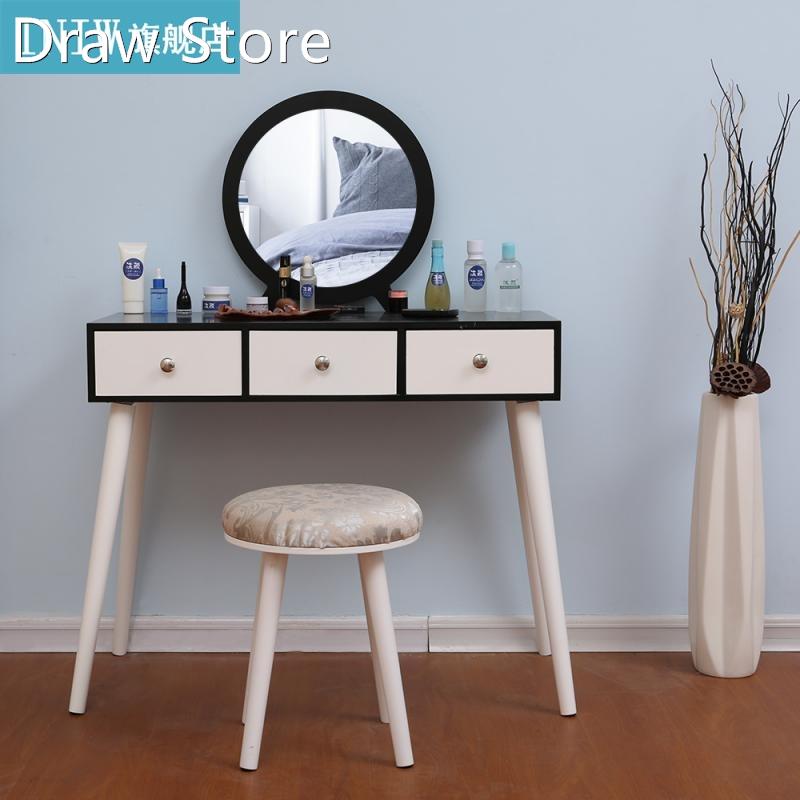 Black And White Dressing Table With Stool Nordic Modern Sim