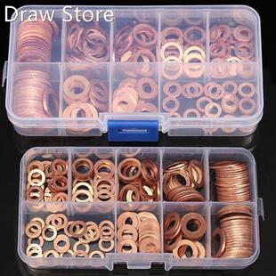 200Pcs copper Washer Gasket Nut and Bolt Set Flat Ring Seal