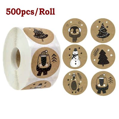 500pcs/Roll Round Labels Stickers Christmas Gift Cartoon Dec