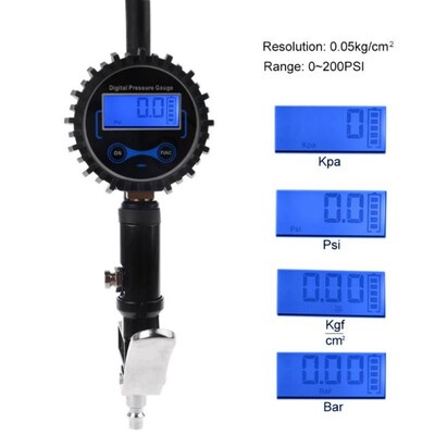 Digital Air Tyre Tire Inflator w/ Pressure Gauge 200PSI Chuc
