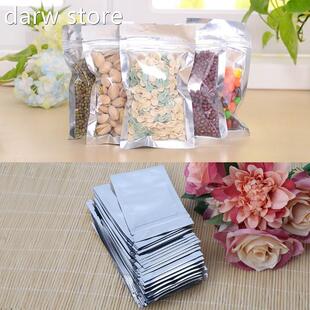 50b Pc1 7x13cm Silver Aluminum Foil Mylr Recloeasle Ziaplock
