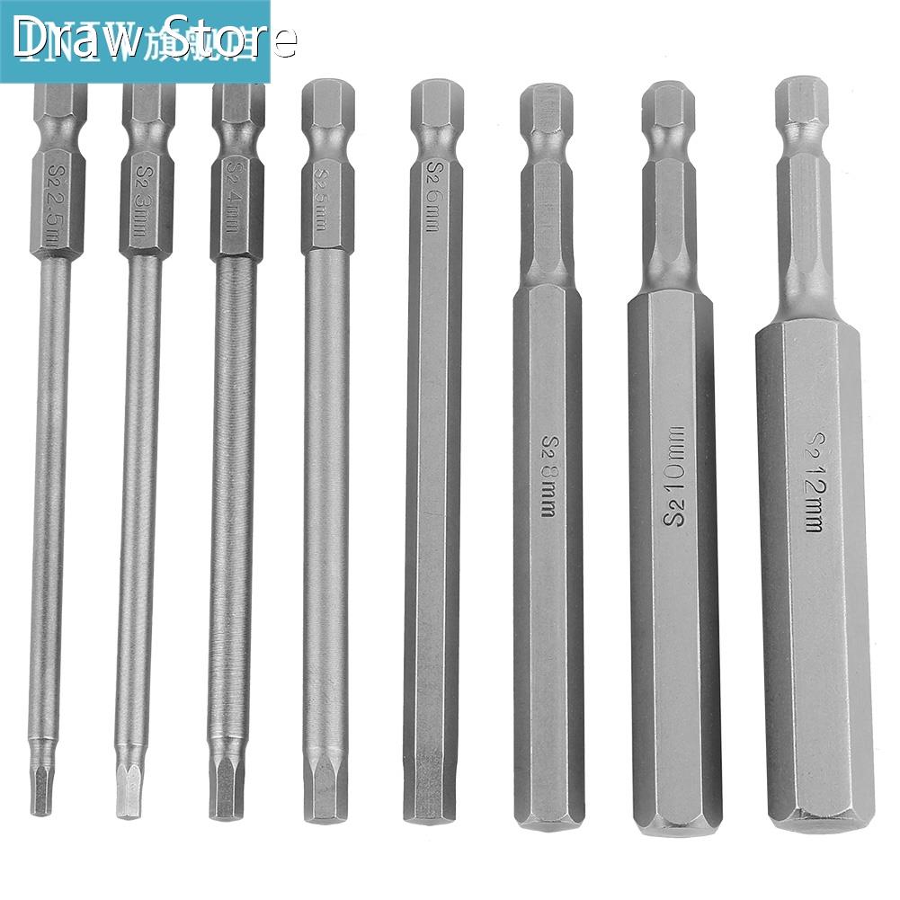 8pcs 100mm Length 1/4 Inch Hex Shank Head BST 2.5-12mm Set K