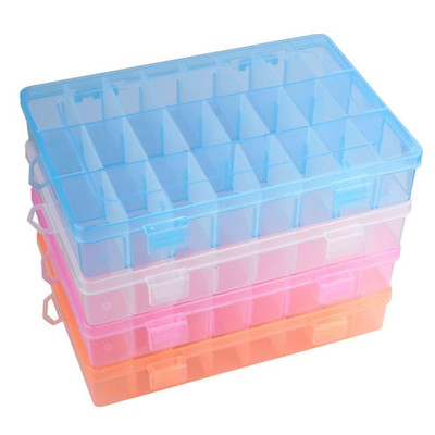 Creative Adjustable 24 Compartment Plastic Storage Box Jewel