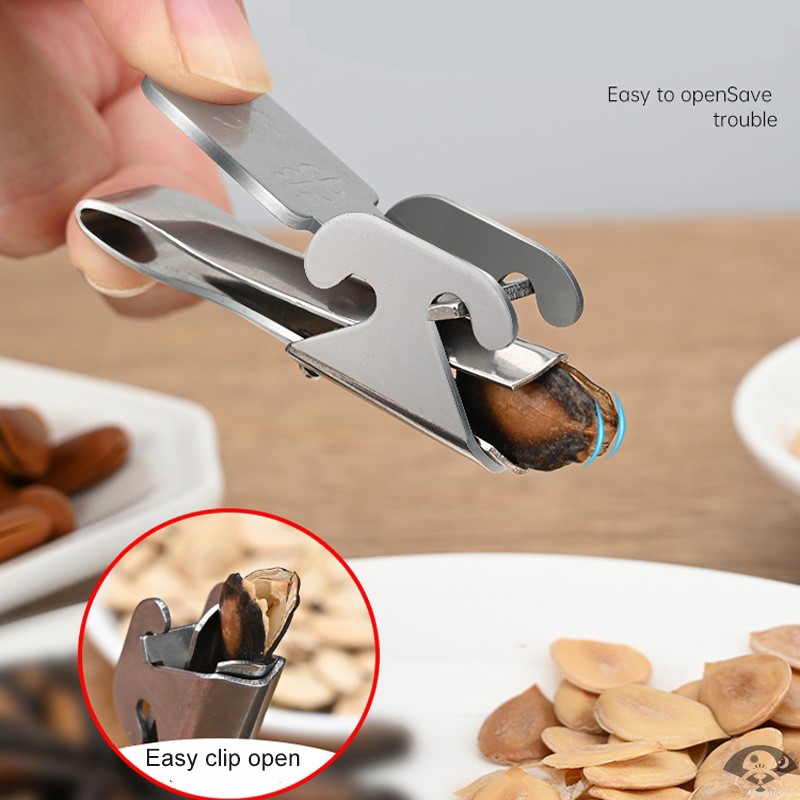 Kitchen Stainless Steel Double Clip Sheller Nuts Opener Melo