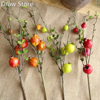 High Quality Fake Artificial Rose Fruit Pomegranate Berries