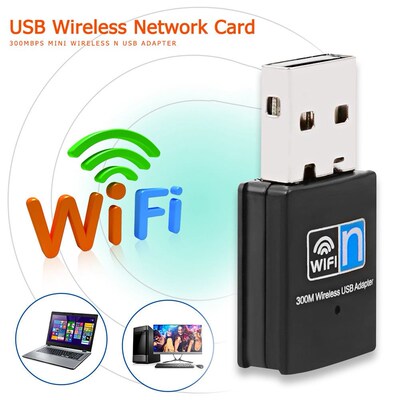 300Mbps Wireless USB Wifi Adapter for Desktops Laptops Windo