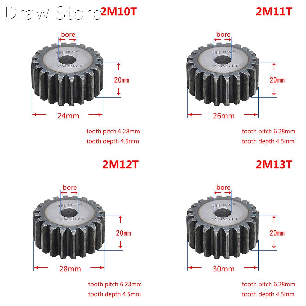 1PCS 2 Modulus 10T-25T Spur Gear Metal Gear Rack 45# Steel T