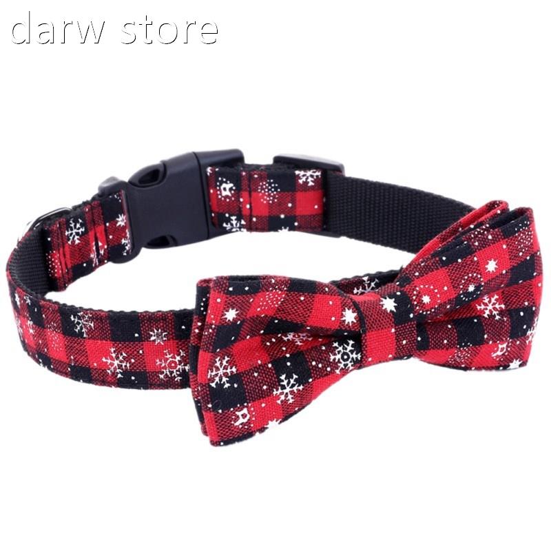 C otton Red Dog Colla witBow Tie Snowflake Dres1ihgn Holiday