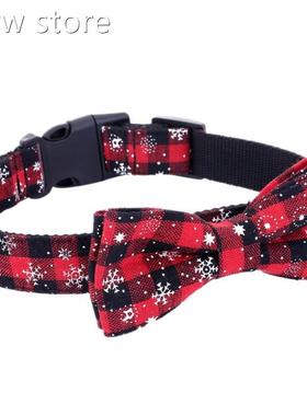 C otton Red Dog Colla witBow Tie Snowflake Dres1ihgn Holiday