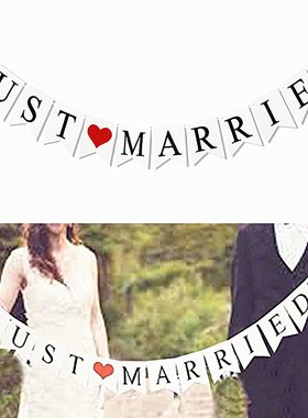 1PC Just Married Banner Mr Mrs Rustic Garland Wedding Table