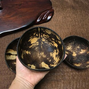 2Pcs Coconut Shell Bowl Soup Salad Noodles Rice Fruit Dish C