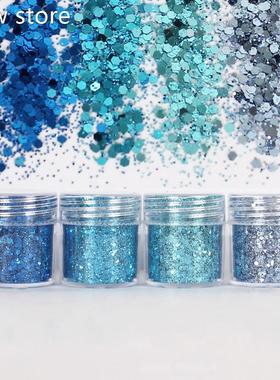 4pots Sky Blue Colr Hexagon Seq1uinst 1 mm Gliter Mixedo UVR