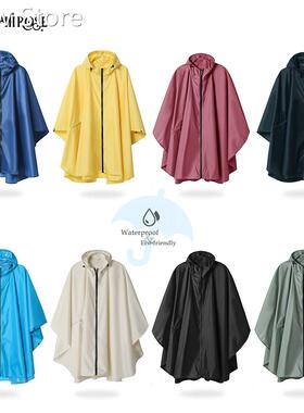 Women Pure Color Raincoat Poncho Hooded Waterproof for Adul