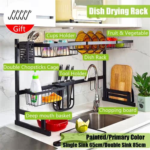 Stainless Steel Kitchen Shelf Organizer Dishes Drying Rack O