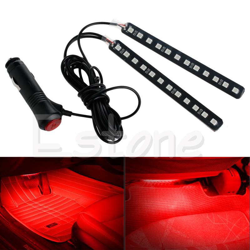 New Red 2X12 LED Car Interior Footwell Floor Decor Atmospher