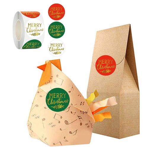 500Pcs Classic Xmas Coated Paper Wrap Label Package Name Car