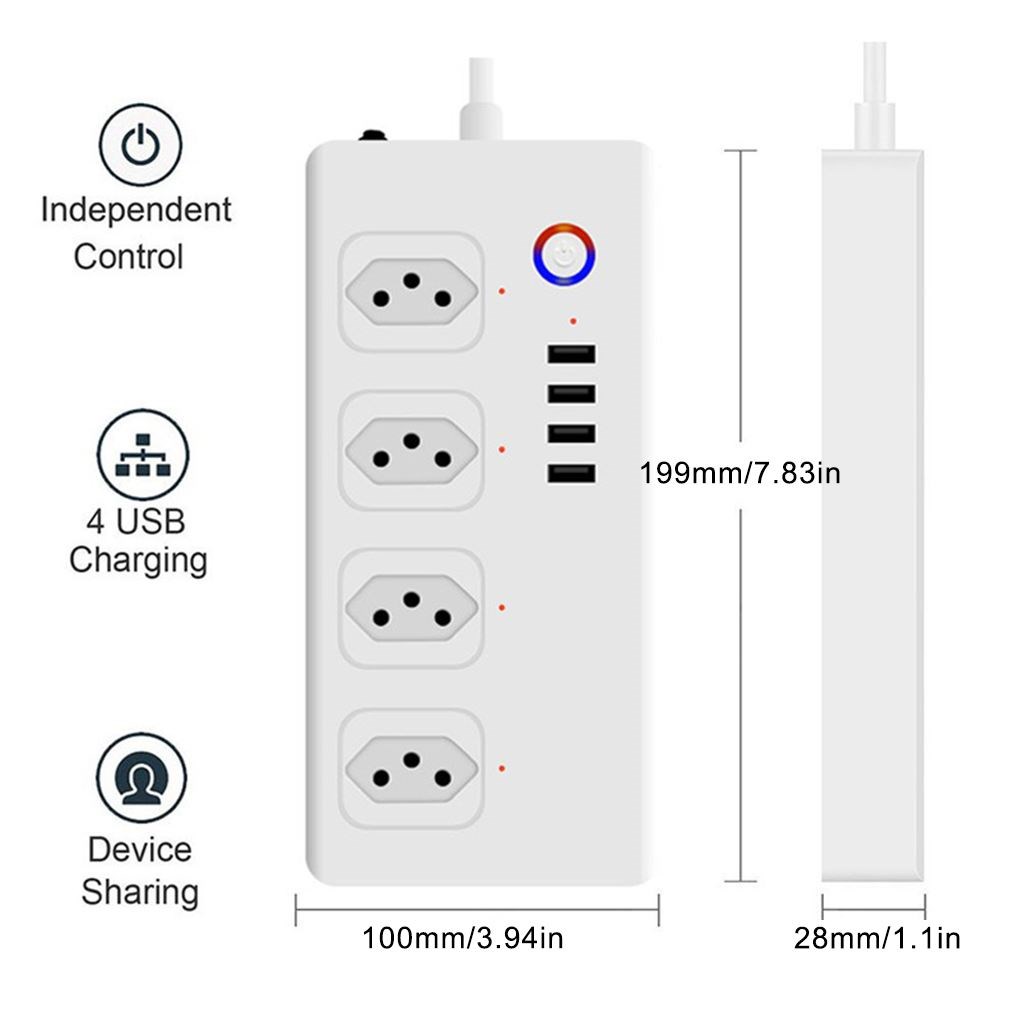 Brazil Smart Zigbee Power StripTuya Zigbee Outlet With 4 Plu