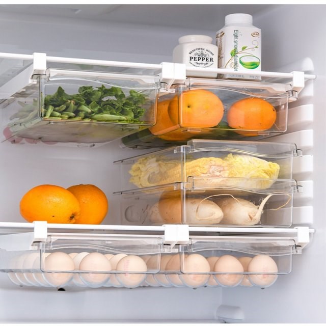 Kitchen Fruit Food Storage Box Plastic Clear Fridge Organize