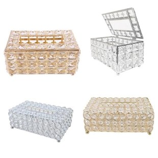 2022 New Tissue Box Holder Crystal Cube Napkin Dispenser Bed