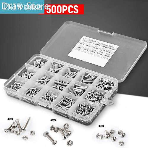 500pcs Bolts and Nuts Combination Set 304 Stainless Steel Th
