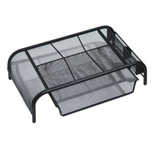 Mesh Monitor Stand, Computer Desk Mat, with Pull-Out Drawer