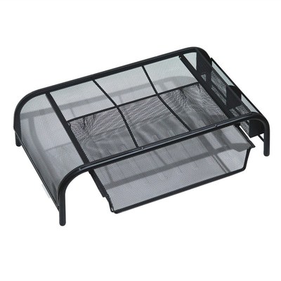 Mesh Monitor Stand, Computer Desk Mat, with Pull-Out Drawer