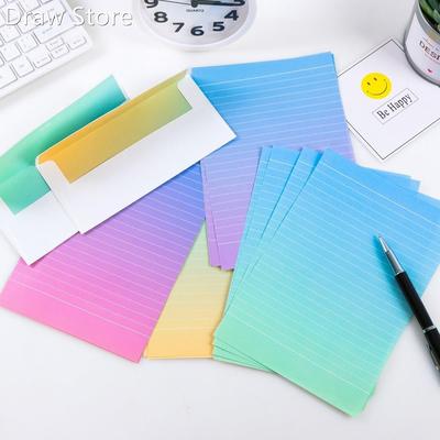 Gradient Envelopes Cute Kawaii Flower Writing Paper Letter S