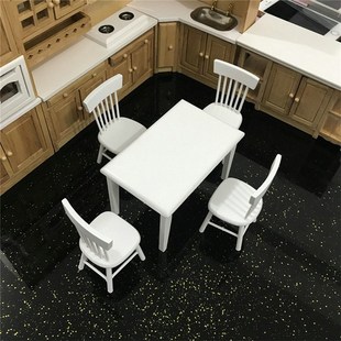 5pcs Miniature Dining Table Chair Wooden Furniture Set 适用