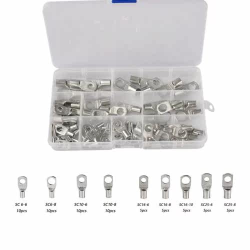 65Pcs SC6-SC25 Bare Terminals lug Tinned Copper Lug Ring Sea