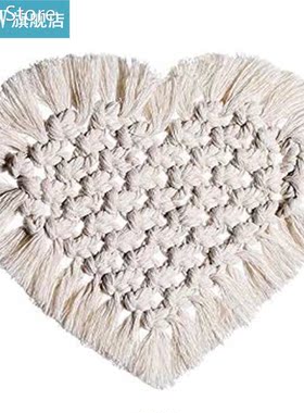 2pcs Heart Shaped Coasters For Drinks Cotton Rope Macrame Wo