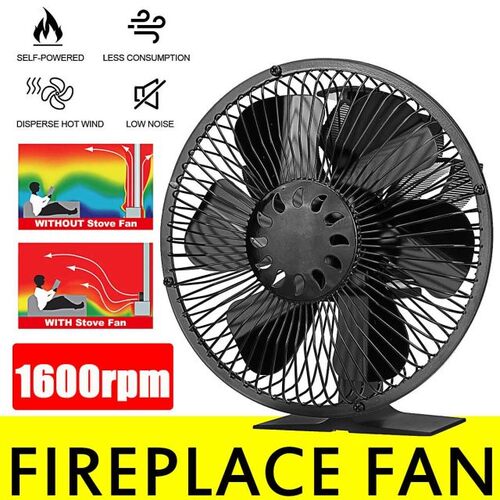 Fireplace 6 Blades Heat Powered Stove Fan Log Wood Burner Ec