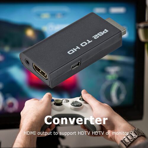 Portable PS2 to HDMI Audio Video Converter with 3.5mm Audio