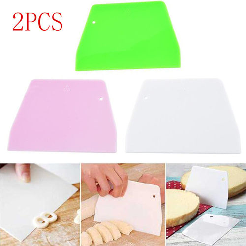 2PCS Dough Scrapers Cream Smooth Cake Spatula Baking Scraper