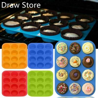 12 Grid Non-stick Silicone Large Muffin Yorkshire Pudding Mo