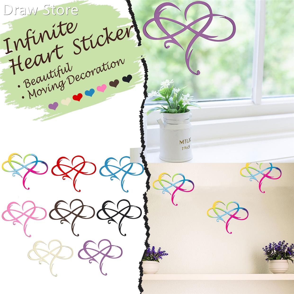 Decoration Wall Vinyl Sticker Bedroom Decor Infinite Heart A
