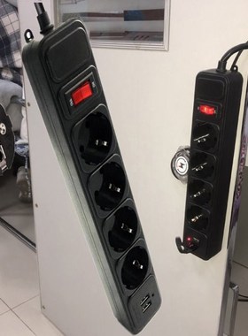 2500W 2 Round Pin USB Extension Cable Socket 2M Cord 4 Outpu