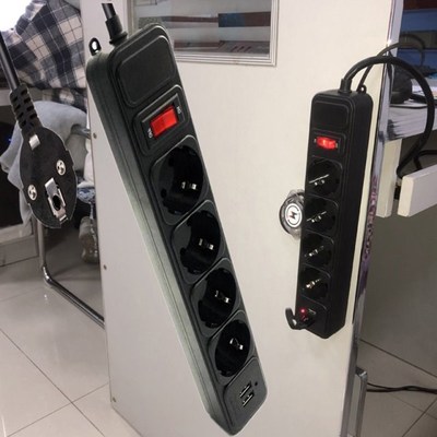 2500W 2 Round Pin USB Extension Cable Socket 2M Cord 4 Outpu