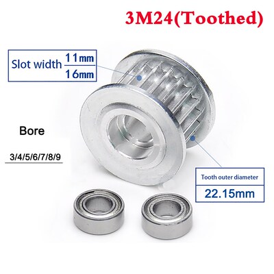 1Pcs 3M 24 Tooth 25 Tooth Idler Timing Belt Pulley Double Si
