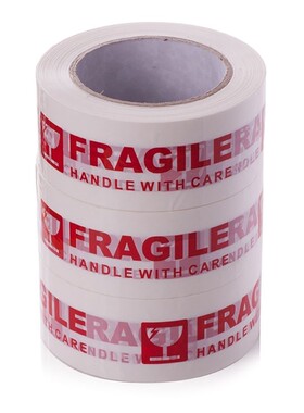 White and Red Fragile Packing Tape Handle with Care Bopp Shi